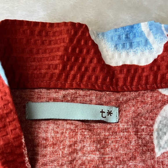 Vintage Brick Red Floral Kimono Jacket M/L 100% Cotton - Picture 8 of 15